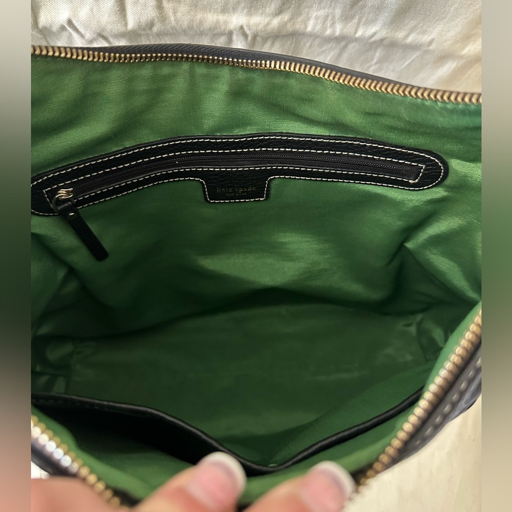 Kate Spade Black Pebble Leather Satchel Bag Shoulder Hobo Purse - Picture 7 of 9